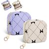 Playexen 10*5*10cm Mini Pochette Donna Trucchi Trousse da Borsetta Ragazza Piccolo Beauty Case da Viaggio per Rossetti Organizer Borsa da Cosmetic Portamonete in Velluto a Coste Amica Compleanno (viola&beige)