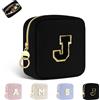 Playexen Trousse per Trucchi Donna Personalizzata Iniziale Piccola Borsa da Cosmetici Beauty Case da Viaggio Accessori Pochette Trucchi Organizer in Velluto a Coste Regalo per Ragazza Amica Compleanno Nero J