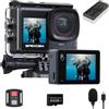 Apexcam Nuovo X80pro Doppia Screen Action Cam 4K60FPS 8X Zoom EIS 64MP Con 64GB Scheda Ultra HD WiFi Fotocamera Sportiva Telecamera subacquea 40m Impermeabile 2.4G Telecomando 2x1350mAh Batterie