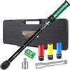 Uharbour Chiave Dinamometrica 1/2", Chiave Dinamometrica per Auto 20-230 Nm, Set di Chiavi Dinamometriche con Tre Bussole per Serraggio Dadi Capocorda, Include Adattatore e Barra di Estensione
