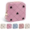 Playexen Piccola Pochette Donna Trousse Trucchi Mini Beauty Casein Velluto a Coste per Cosmetici Organizer Trousse da Borsetta Ragazza Portatile per Piccolo Accessori da Viaggio Regola Compleanno(Amore-Rosa)