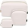 Playexen Set di 3 Pochette Donna Trucchi Mini Trousse da Borsetta Ragazza Piccolo Beauty Case da Viaggio Grande Borsa da Trucco in Velluto a Coste Mini Pochette Portatile Porta Cosmetica Astuccio(Beige)