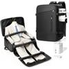 BOXSAM Zaino Sottovuoto con Scomparto Separato per Abito, Bagaglio a Mano, Airbag Zaino da Viaggio, Viaggio con Pompa, Zaino Giornaliero Impermeabile, Zaino da Viaggio Aereo Donna Uomo Nero