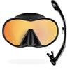 CRESSI F-Dual+Supernova Dry-Combo Set Snorkeling-Nero 380 UV Blu/Arancio
