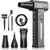 LUCKEA Aria Compressa Elettrico Pulizia PC a 4 Velocità - Air Duster 200000 RPM, Mini Soffiatore a Batteria 6000 mAh, Rimuovi Polvere Bomboletta Aria Compressa Spray per Ufficio Esterni Auto, W18, Nero