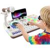 Nitigo Console DJ per bambini, controller DJ, mixer DJ bambini con funzione di registrazione, 100+ effetti sonori, giradischi DJ realistico e drum pads, regalo per bambini e bambine 3-11 anni, Bianco