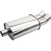 Krtopo Silenziatore di Scarico Auto Doppia Uscita 2.25/57mm - Marmitta Terminale Acciaio Inox per Diesel Resonatore Suono Turbo Lunghezza 53.5cm Universale per Sedan SUV Furgoni(Coda Curvata Argento)