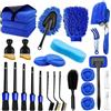 Waibejon Kit di pulizia per auto, 27 pezzi, kit di pulizia per auto, spazzola per pneumatici, spazzola metallica per pulizia interni ed esterni, per auto, moto, bici, interni ed esterni, in pelle