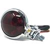 Alchemy Parts Moto LED Luce Stop Posteriore - Omologato - Cromato con Lente Rossa per Cafe per Moto, Scrambler, Progetto di Personalizzazione