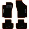 QUEMAR Tappetini Auto per Alfa Romeo 147, Bordo Arancio, 4 Ricami | 2000-2012 / Kit Tappeti Moquette e Gomma su Misura / Set 2 Anteriori + 2 Posteriori / Ricami e Colori Personalizzati