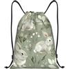 Generic Zaino con Coulisse Bunny Florals Pattern Borsa con Coulisse Leggero Sacca da Palestra Impermeabile Sacchetta Sportiva per Spiaggia Vacanze Viaggi