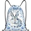 Generic Zaino con Coulisse Bunny Florals Plate Sportiva Zainetto Leggero Sacca da Palestra Impermeabile Sacchetta Sportiva per Scuola Unisex Viaggi