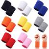 AISHOW 16 Pezzi Polsino Sportivo Polsini Antisudore Polsini Tennis Polsino in Cotone Polsino Elastico Polsino Sportivo Igroscopico Antiscivolo Traspirante 8cm