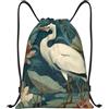 Generic Zaino con Coulisse Blue Crane And Lotus Drawstring Backpack Pieghevole Borsa con Coulisse Resistente Sacchetta Sportiva per Spiaggia Scuola Unisex