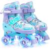 Nattork Pattini a rotelle per bambini, fiocchi di neve, a LED, regolabili, per bambini e principianti (blu, XS)