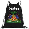 Generic Zaino con Coulisse Haiti Flag Sacca da Palestra Resistente Borsa con Coulisse Pieghevole Sacchetta Sportiva per Viaggi Spiaggia Scuola