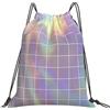 JBJGKHLP Zaino da donna con coulisse con stampa quadrata riflettente borsa portatile per allenamento sportivo da viaggio yoga