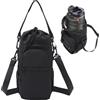 HSYTEK Portabottiglie, zaino, cintura portabottiglie, per borraccia con diametro fino a 9 cm, borsa per borraccia con coulisse, per escursionismo, ciclismo, campeggio, corsa (nero)