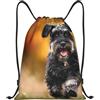Generic Zaino con Coulisse Black Schnauzer Dog Sacca da Palestra Leggero Sacchetta Sportiva Impermeabile Borsa con Coulisse per Scuola Unisex Spiaggia
