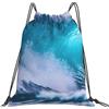 JBJGKHLP Blue Ocean Wave Stampa Coulisse Zaino Donne Uomini Sport Allenamento Viaggio Yoga Borsa Fitness Portatile