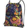 YYHWHJDE Zaino con coulisse in stile etnico con stampa di uccelli, leggero, impermeabile, con tasca con cerniera, per viaggi ed escursioni