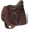 LoogCape Set di sella per equitazione, in vera pelle, marrone, cinghia da 125 cm, 5 in 1, accessorio versatile per equitazione, salto, tempo libero, pony, outdoor, ergonomico, antiscivolo