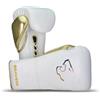 BRAVOSE Guantoni da boxe Elite 2.0 Pro con lacci, professionali, con lacci, per sacco da boxe, allenamento, sparring, MMA, kick boxing, Muay Thai, realizzati in pelle bovina di alta qualità (bianco,