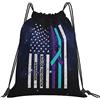 Generic Zaino con Coulisse American Flag Suicide Prevention Awareness Sacchetta Sportiva Grande capacità Borsa con Coulisse Impermeabile Drawstring Backpack per Unisex Spiaggia Scuola