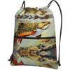 YYHWHJDE Brook - Zaino con coulisse per pesca alla trota, leggero, impermeabile, con tasca con cerniera, per viaggi ed escursioni