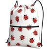 YYHWHJDE Zaino con coulisse con stampa maculata infinita di coccinelle, leggero, impermeabile, con tasca con cerniera, per viaggi ed escursioni