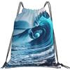 JBJGKHLP Ocean Sea Wave Stampa Coulisse Zaino Donne Uomini Sport Allenamento Viaggio Yoga Borsa Fitness Portatile