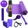 zwxqe Completo Yoga Kit, Esercise Mat with Yoga Blocks, Latex Resistance Band Stretching Strap, Full Body Fitness Equipment for Women Men Ideal for Home Workouts Flexibility Training
