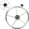 FreeTec 5 Raggi 13-1/2 Pollici Acciaio Inox Volante per Barca e Yacht Con Pulsante 9310SRF1