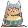 JBJGKHLP Happy Birthday Big Cake Stampa Coulisse Zaino Donne Uomini Sport Allenamento Viaggi Yoga Borsa Fitness Portatile