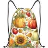 Generic Zaino con Coulisse Autumn Pumpkin Sunflower Sacca da Palestra Leggero Drawstring Backpack Resistente Sportiva Zainetto per Viaggi Unisex Spiaggia