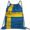 Generic Zaino con Coulisse Sweden Flag Drawstring Backpack Leggero Sacchetta Sportiva Grande capacità Sacca da Palestra per Spiaggia Unisex Vacanze