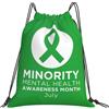 Generic Zaino con Coulisse in July I Wear Green for Minority Mental Health Awareness Month Sacca da Palestra Leggero Borsa con Coulisse Resistente Sacchetta Sportiva per Viaggi Unisex Vacanze