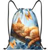 Generic Zaino con Coulisse Spring Cat Sacchetta Sportiva Pieghevole Borsa con Coulisse Resistente Drawstring Backpack per Viaggi Scuola Vacanze