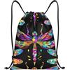 Generic Zaino con Coulisse Colorful Dragonflies Drawstring Backpack Pieghevole Borsa con Coulisse Impermeabile Sacca da Palestra per Scuola Unisex Viaggi