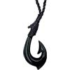 81stgeneration Ciondolo Hei Matau Grande e Liscio in Corno Intagliato a Mano | Accessorio da Surfista con Amuleto Taonga da Uomo | Collana con Cordino Nero con Amo da Pesca in Stile Tribale Maori