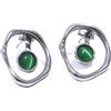 BISONBLUE Orecchini Donna Orecchino 925 Orecchini a Cerchio Moda Donne Regalo Earrings Women A Bottone Rotondi Cavi Verdi