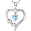 starchenie Collana Cuore Infinito Donna Argento 925 con Acquamarina Blu Pietra Portafortuna Zirconi Ciondolo Regalo Gioielli di Compleanno Anniversario