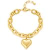 WOWORAMA Bracciali a forma di cuore in oro da donna con catena a maglia grossa e cuore gonfio braccialetto regolabile spesso in oro