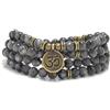 oasymala Bracciale Mala 108 Perle con Ciondolo OM in Pietra Naturale - Accessorio per Yoga e Meditazione (Labradorite (Labradorite))