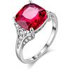 Uloveido da Donna Colore Argento 10mm Creato Rubino Rosso Granato Halo Fidanzamento FEDI Nuziali per Ragazze Madre