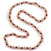 Avalaya Collana lunga in vetro massiccio e perle finte da 10 mm (arancione/nero), lunghezza 108 cm (irregolarità naturali), Misura unica, Vetro, Perla sintetica