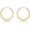 Carissima Orecchini a cerchio senza fine 10,5 mm con motivo diamantato da bambina in oro giallo 9 ct