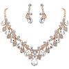 Clearine Donna Parure gioielli-Collana Orecchini Sposa Nuziale Cristallo lacrima Grappolo Foglia Vite Collana ciondola gli orecchini