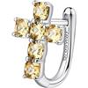 Brosway Orecchino Singolo Donna, Orecchino a Lobo in Argento e Energy Yellow con Simbolo Croce | Collezione FANCY - FEY10