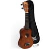 Mad About SU8-DW Ukulele soprano in marrone, legno scuro, con custodia morbida, plettro e corde di ricambio, Ora dotato di corde in carbonio nere che offrono un suono più brillante